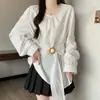 Top básico azul de estilo suave casual ajustado para mujer 2026 Nueva llegada de primavera talla petite popular este año estilo coreano camisa
