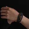 Pulsera de Piedra Ojo de Tigre de Venta Caliente Transfronteriza Europea y Americana para Hombres, Pulsera de Cuerda de Cuero Trenzada Multicapa, Pulsera de Cuero Personalizada de Moda y Versátil