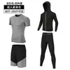 Traje de ginástica masculino para corrida matinal corrida noturna secagem rápida cinco peças calça justa com pé traje de treino de basquete atacado