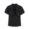 Roupas Europeias e Americanas Femininas Transfronteiriças, Blusa Popeline da Moda Mais Vendida no Aliexpress com Decoração de Laço