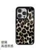 Funda de teléfono estilo salvaje retro americano con estampado de leopardo para Apple 17 Pro Max, funda de cristal negro mate para iPhone 15 Pro Max