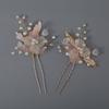 Pasador de Pelo en Forma de U para Novia Estilo Coreano, Floral Hecho a Mano de Aleación con Pedrería, Accesorio Versátil para el Cabello para Celebraciones, Pasador para Recogidos