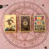 Cartas de Tarô Waite Mini Douradas Clássicas, 78 Cartas, Portátil e à Prova d'Água