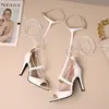 Nuevas Sandalias Huecas de Tacón Alto 2024 Botas de Baile Sexy de Tacón Fino Sandalias Romanas de Tira Cruzada Zapatos de Comercio Exterior