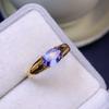Anillo de Tanzanita Natural, Morado Atractivo, Plata Pura 925, Piedra Principal Exquisitamente Incrustada 6*8mm, Suministro para Transmisiones en Vivo de Tiktok