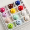 Contas Redondas Lacadas em Acrílico Coloridas como Macaron, Contas Soltas, Corrente de Celular DIY Feita à Mão, Pulseira, Materiais e Acessórios para Joias