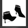 2026 Nuevas Botines de Tobillo de Tacón Alto Stiletto Puntiagudos con Parches de Estampado de Leopardo Francés para Mujer, Elegantes de Gamuza con Cremallera Trasera, Zapatos de Tacón Único Adelgazantes