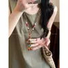 Nuevo collar vintage de cuentas florales estilo chino para mujer, cadena larga de borlas estilo étnico para suéter, accesorio de alta gama
