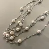 Corrente para Clavícula de Pérolas Artificiais Estilo Ins, um Acessório de Nicho para Mulheres, Simples e Elegante, Colar de Corrente Versátil, Fresco e Doce