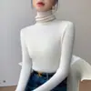 Suéter con Cuello Alto Apilado Suave y Pegajoso para Mujer Otoño Invierno Nuevo Estilo Ropa Interior Ajustada Adelgazante Camisa Base de Punto de Cuello Alto para Mujer