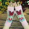 Comercio Exterior Transfronterizo Amazon AliExpress Guantes de Lana de Punto para Otoño e Invierno Nuevos Mariposa Roja de Media Dedos Largos para Mujer