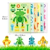 Transfronterizo 6 Hojas/Paquete Pegatinas de Rompecabezas de Robot de Dibujos Animados Juguetes para Niños Material Creativo Pegatinas que Cambian de Cara Nuevo Estilo