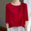 Diseño de Camiseta de Manga Corta para Mujer Satén No de Seda Top de Manga Corta Camiseta de Manga Corta de Seda de Gama Alta para Mujer Camiseta para Mujer