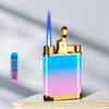 Nuevo encendedor inflable de color degradado con personalidad y tendencia, encendedor de golpe directo, cuerpo de metal, a prueba de viento, llama azul, regalo
