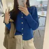 Jaqueta suéter de designer estilo coreano para mulheres, novo modelo outono e inverno, com botões em formato de coração, cardigã de tricô vintage de caimento solto, top macio e aconchegante