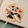 Marcador de página metálico estilo chinês panda de desenho animado impressão colorida inscrição LOOG latão ferro marcador de página presente para estudante para professor