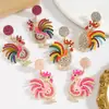 Europa y Estados Unidos transfronterizos nuevo color pavo diamante gota aceite cuentas de arroz aretes moda caliente Acción de Gracias aretes de animal