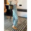 Jeans Rectos de Color Claro Retro Talla Grande para Mujer Primavera y Otoño Chica Gordita Cintura Alta Adelgazantes Sueltos Cortos Pierna Estrecha Ancha