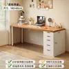 Mesa para duas pessoas com estante, mesa de computador integrada para quarto, mesa longa de estudo para uso doméstico de estudante com gavetas
