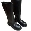 Botas de mujer estilo europeo, novedad otoño 2026, puntera redonda retro, tacón bajo, planas, caña recta, sin cordones, de caña alta tipo equitación