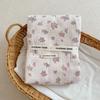 Manta de gasa arrugada de algodón puro clase A, estilo coreano, fresca, con estampado floral morado para niña, toalla de baño para bebé, manta suave y envolvente.