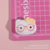 Gatinho Cartoon com Laço Brilhante Acessórios de Resina DIY Cola de Chantilly Capa de Celular Acessórios para Grampo de Cabelo Faixa de Cabelo Chaveiro