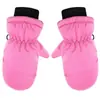 Nuevos guantes de esquí de invierno para niños, color liso, cálidos, engrosados, a prueba de viento, impermeables, antideslizantes, puño corto, guantes acanalados