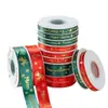 Cinta de poliéster de 2.5 cm con estampado dorado para árbol de Navidad, regalo y empaque de caja de regalo, cinta decorativa navideña, DIY