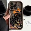 Atardecer de escalera de ojo árbol de coco para funda de teléfono Apple 14promax 15pro todo incluido 13/12 resistente a caídas