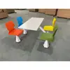 Mesas y Sillas de Comida Rápida Integradas para Cafetería de Empleados, Mesas y Sillas de Fibra de Vidrio para Comedor de 4-6 Personas, Mesas y Sillas de Acero Inoxidable para Cafetería Escolar