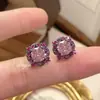Transmissão Ao Vivo Popular Octogonal Corte Milênio Rosa Azul Oceano Pingente Cravejado com Diamante de Alto Carbono Anel Conjunto de Brincos Rosa Vermelho Preto Ouro