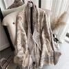 400g Engrossado Versão Retro Étnica Bluebird Cachecol Mulheres Inverno Avançado Pescoço Quente Cashmere Xale