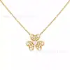 Vanjia Diseño de Nicho de Alta Gama Collar de Trébol de Flor Completa con Diamantes Aretes de Trébol de un Solo Diamante Pulsera Mismo Estilo de Influencer