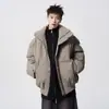 Marca de Tendencia Americana Chaqueta de Cuero y Algodón con Cuello Alto para Hombre Invierno High Street Cleanfit Chaqueta Corta de Algodón Versátil Holgada Chaqueta de Pan