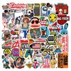50 pegatinas retro europeas y americanas de marcas de moda, para maletas, maletas, guitarras, tazas de agua y portátiles, pegatinas impermeables.
