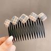 Nuevo Pinza para el Cabello con Flequillo de Pata de Gallo a Cuadros Blanco y Negro Peine para Peinar Hacia Atrás Cabeza Pinza para Cabello Roto Estilo Coreano Flequillo Versátil Elegante