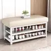 Entrada de Casa Banco Macio Estofado para Sapatos Rack de Sapatos de Ferro Forjado de Camada Dupla Assento para Corredor Banco para Trocar Sapatos Armazenamento Banco Longo Atacado