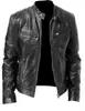 Chaqueta de cuero para hombre con cuello alto transfronteriza, moderna, primavera y otoño, nueva chaqueta de cuero, ropa de motocicleta guapa, abrigo para jóvenes de talla grande, hombre