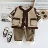 Yihao Roupa Infantil Roupa Infantil Nova de Inverno Conjunto de Três Peças com Colete Moletom para Meninos Forrado com Lã e Espessado Roupas para Bebê Menino