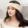 Diadema de lana con lazo de terciopelo de estilo europeo y americano, protección para los oídos de punto, diadema con giro cálido para otoño e invierno, accesorios para el cabello
