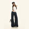 25º Look do Dia! |Calça Casual de Pierna Larga com Cintura Costurada em Renda Outono e Inverno Calça Reta Sexy de Cintura Baixa Comprimento Total
