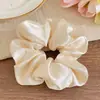 Scrunchie lenço quadrado estilo pastoral francês para meninas e crianças, elástico de cabelo doce com laço para coques, acessório de cabelo