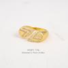 Anillo Abierto Cruzado Diseño en Forma de V Estilo Francés Lujo Ligero Zirconia Microincrustada Forma de Gota de Agua para Mujer Suministro Transfronterizo Europeo y Americano