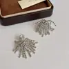 Brinco de Clipe para Orelha com Franja de Miçangas Fogos de Artifício de Bola de Metal Sem Furo na Orelha Design de Nicho Feminino Brincos Moda da Internet Brincos Distintivos