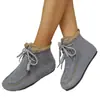 Novas Botas Curtas de Algodão com Solado Plano de Tamanho Grande para Mulheres com Acabamento em Pelo, Espessadas e Forradas, Botas de Neve com Cadarço, Venda Direta do Fabricante