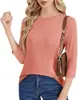 Top de Manga Tres Cuartos para Mujer Gayhay - Camiseta de Cuello Redondo Camisa Casual de Moda Holgada Ropa de Vacaciones de Primavera y Verano 2026