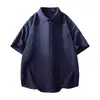 3D Estilo Nuevo Verano Hombres Moderno Corte Holgado Marca de Moda Estudiante Polo Camiseta de Manga Corta para Hombre Top para Hombre Longitud de Cinco Puntos