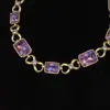Bronce Antiguo Occidental Chapado 18 Oro Retro Viejo con Strass Morado Cuadrado con Lazo Oro Liso
