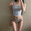Pure Desire Code ~ Panties sin costuras con borde de encaje Malla Sexy Cintura baja Entrepierna de algodón puro Calzoncillos tipo hipster con trasero abullonado para mujer