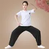 Traje de Tai Chi Primavera e Outono Novo Estilo Chinês Conjunto Rima Antiga China Meia-Idade e Idosos Roupas de Prática de Dança de Verão Algodão Puro